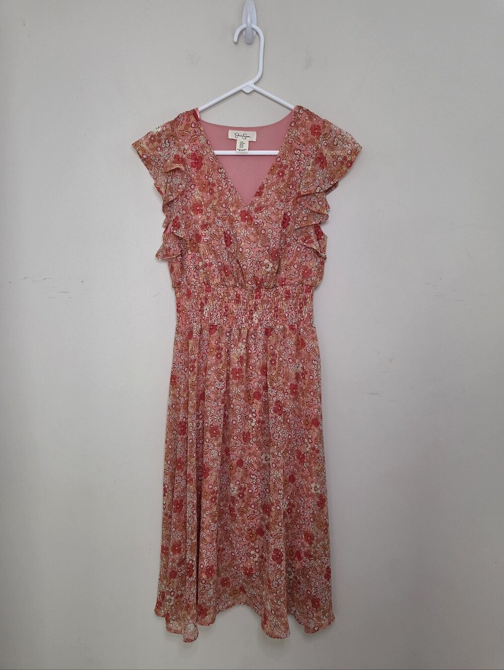 Women's Jessica Simpson Floral Print Midi Length Dress Sz Medium
